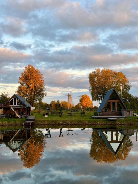 Фото A-frame Дом с Баней и Купелью у пруда